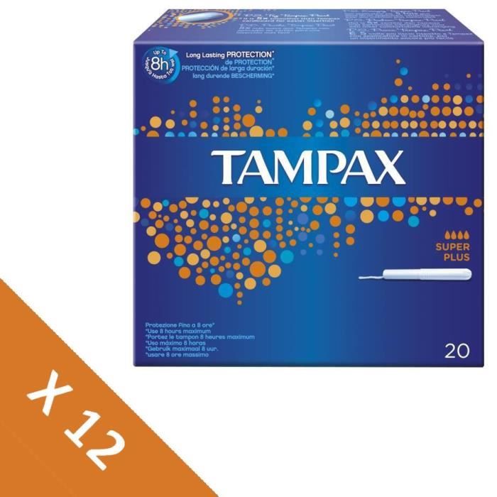 [Lot de 12] TAMPAX Classic Super+ Tampon avec Applicateur x20 - Soit 240 tampons