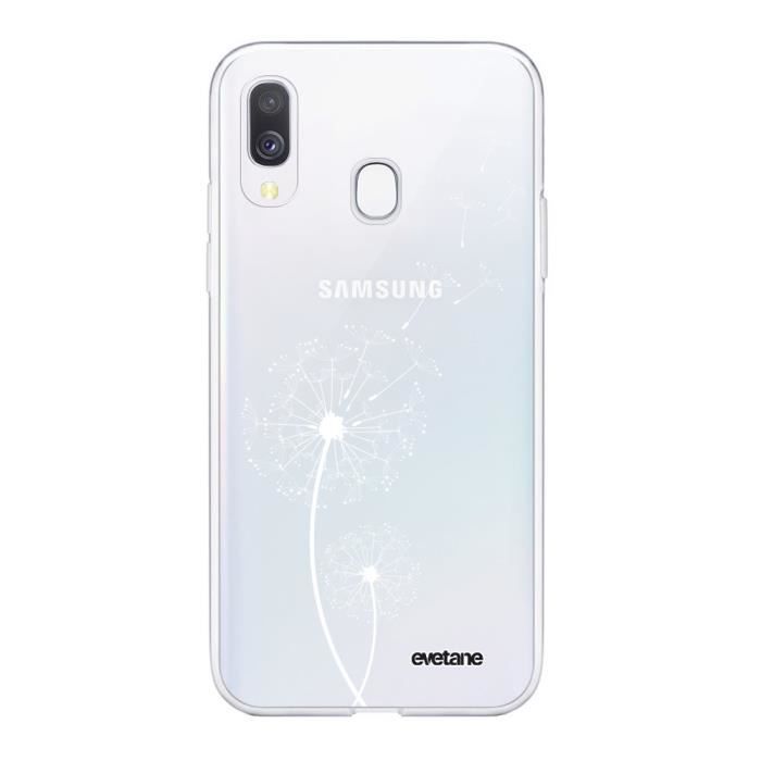 Coque Samsung Galaxy A20e 360 intégrale transparente Pissenlit BLANC Ecriture Tendance Design Evetane