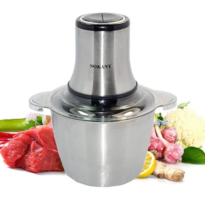 Hachoir Électrique Avec 2 Niveaux de Vitesse et 4 Lames en Inox, Multifonctionnel Hachoir à Viande Viande Capacité de 3.0 L, 800w