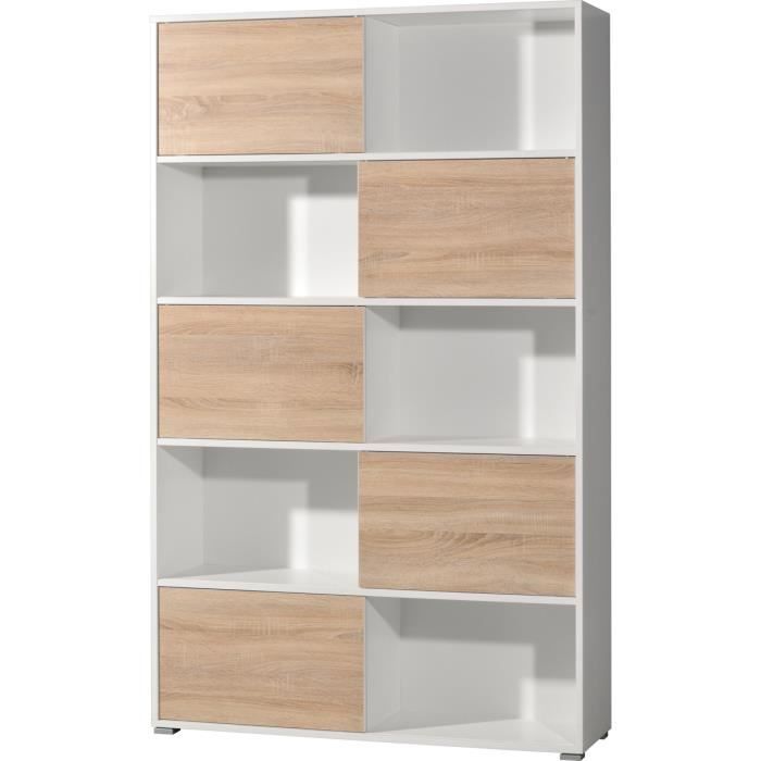 Étagère de 5 porte coulissante coloris blanc-Ch...