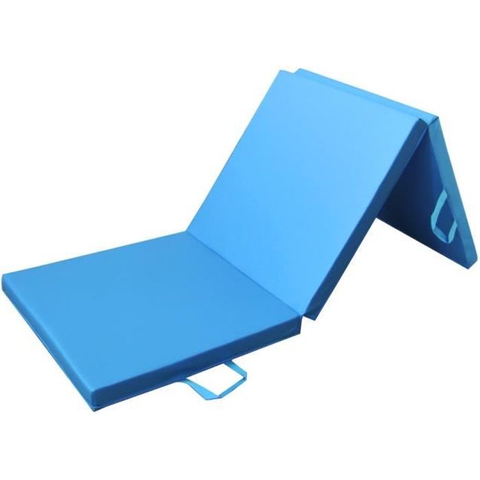 PRISP Tapis de Sol 180cm pour Fitness Exercices et Gymnastique 180 x 60 x 5 cm Matelas de Gym Épais et Pliable pour la Maison - Bleu