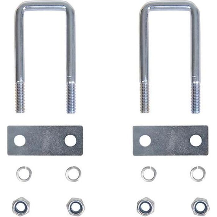 2x équerres d'arrimage carrées avec plaque support en U avec écrous m 10 galvanisés Charge remorque
