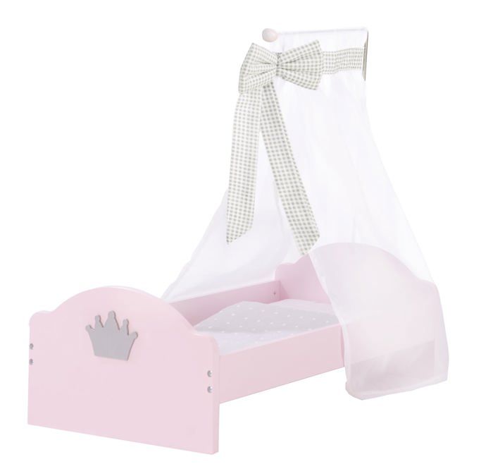 ROBA Lit de Poupée -Princess Sophie- + Parure et Ciel de Lit - Rose