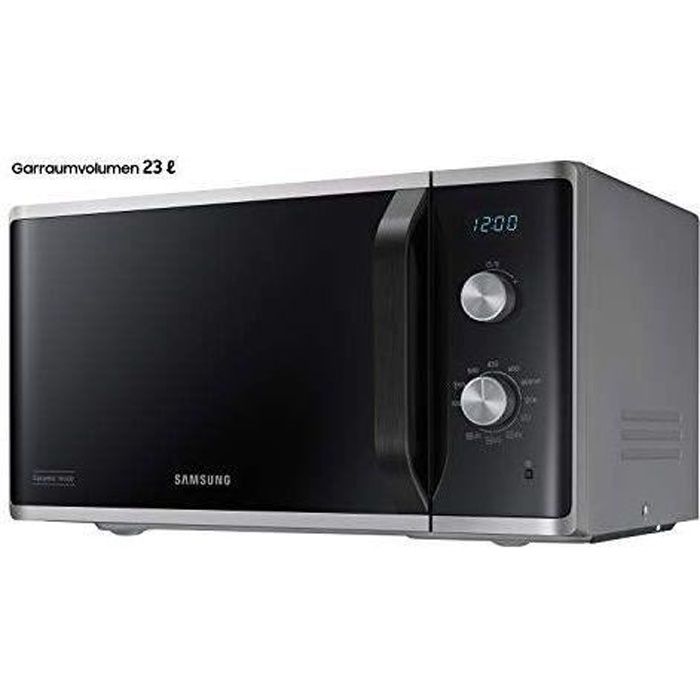 Samsung MG23K3614AS/EG Micro-ondes avec grill / 23 l espace de cuisson / 800 W/Grande grille pour cuisson homogène/émail en céramiqu