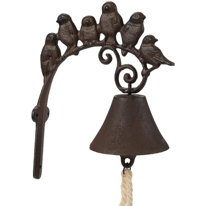 Carillon de Sonnette D'Oiseau en Fonte Rustique DéCor ExtéRieur IntéRieur Suspendu Sculpture Murale de Cloche
