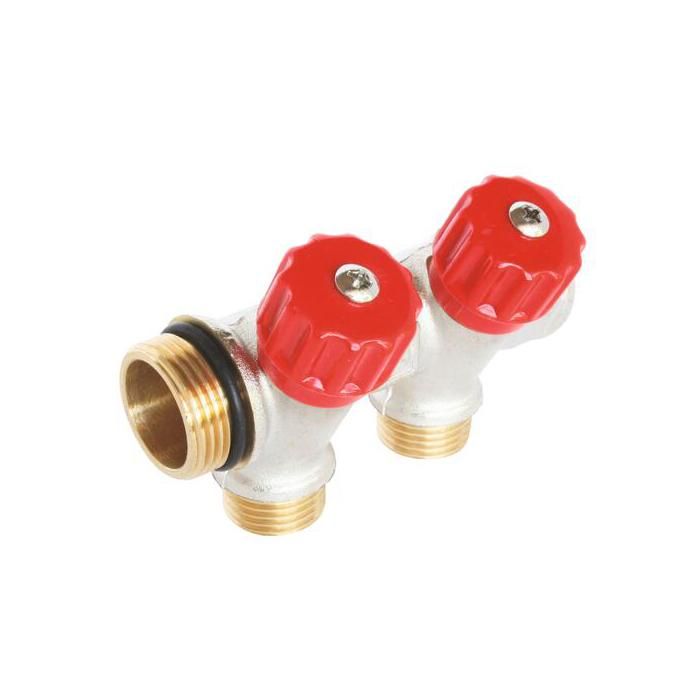 SOMATHERM Collecteur Sanitaire - Mini-Vannes Auto-Etanche - Indexable Mâle Femelle 3/4- - 2 Sorties à Portée Plate Mâle 1/2-