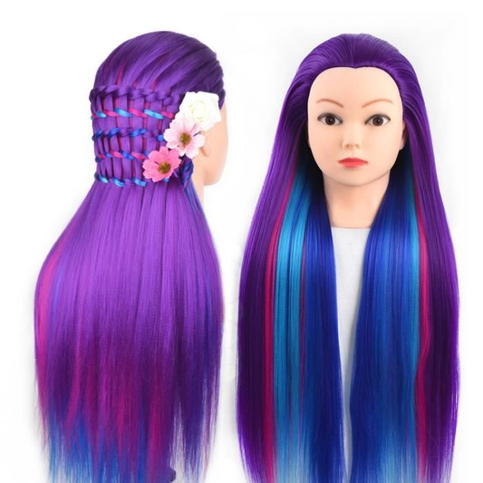 Neverland 28'' Têtes d'exercice,Tête à Coiffer Coiffure,100% Fibre Synthétique Cheveux, Mannequin Poupée pour le Salon B2