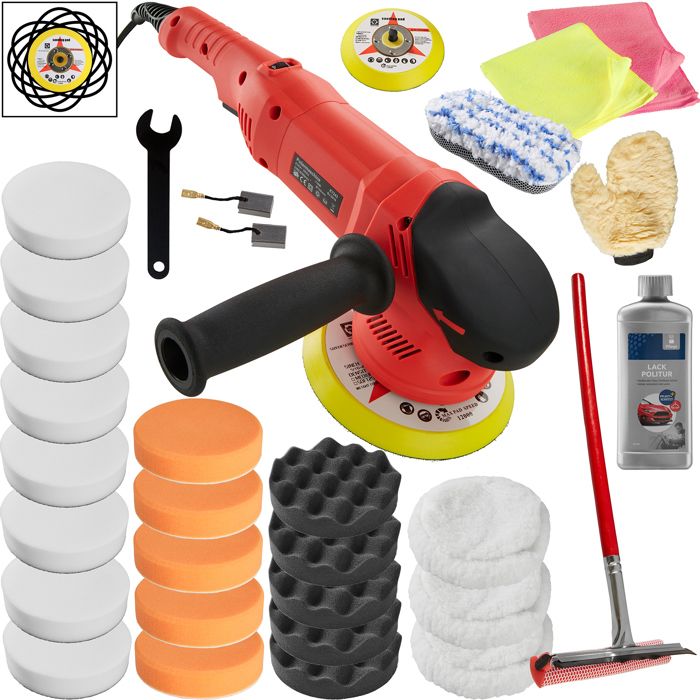 TECTAKE Polisseuse Excentrique 2200 à 6300 tours par minute Set 4 + Accessoires