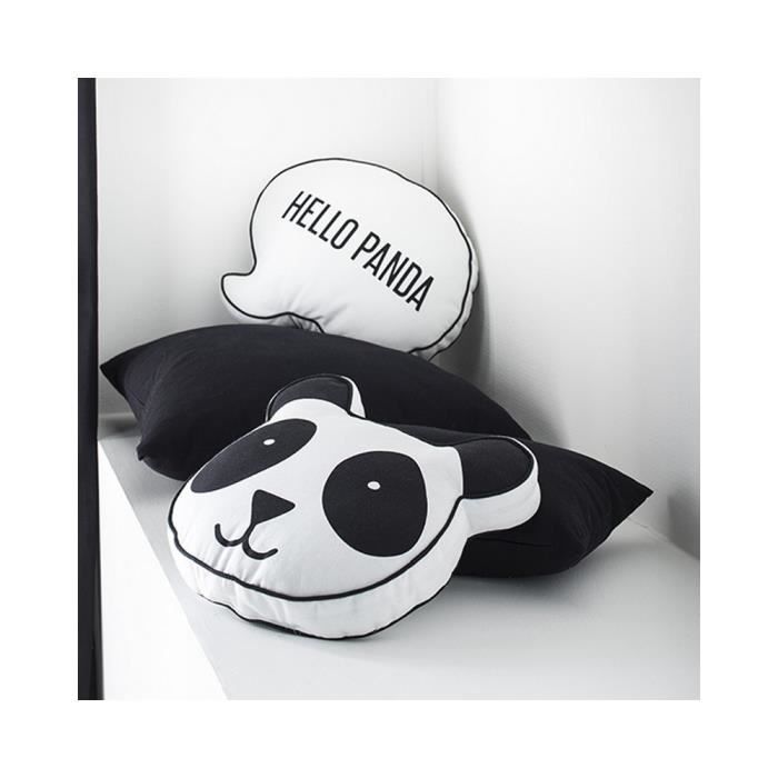 Coussin noir et blanc forme panda 40 x 50 cm Noir
