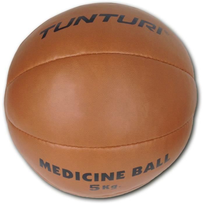 TUNTURI Balle de médecine / Ballon médicinal / Medicine ball en cuir synthétique 5kg marron