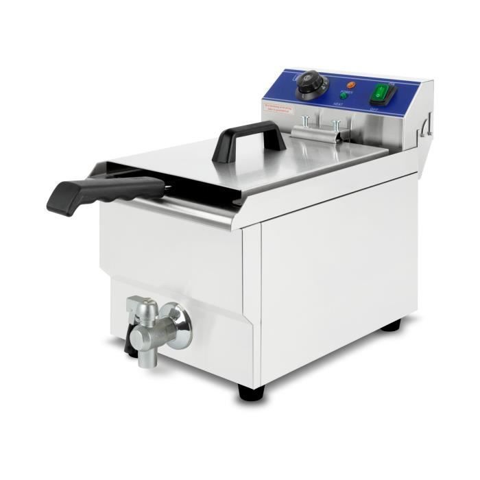 Vertes Friteuse 17L (3000 Watt, température réglable jusqu'à 200°C, électrique, capacité 11 litres d'huile, vanne de vidange)