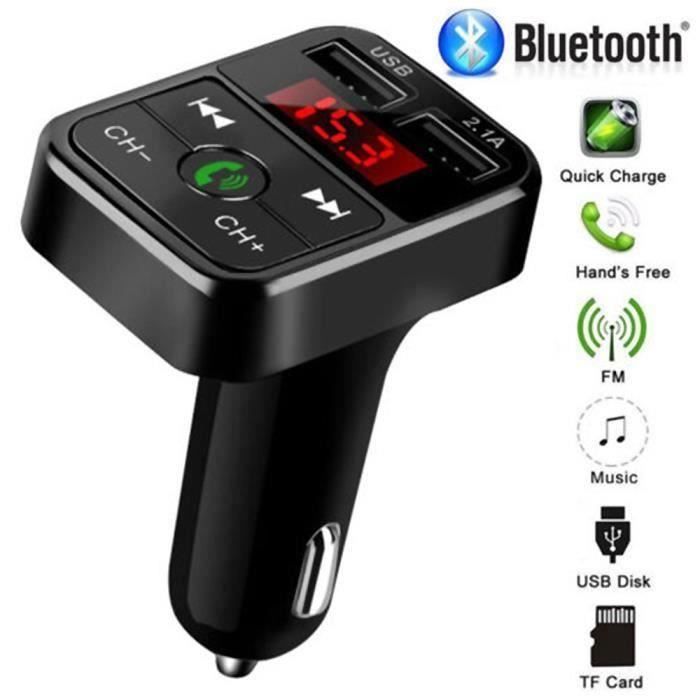 Transmetteur FM Bluetooth pour voiture Adaptateur radio sans fil Chargeur USB Lecteur MP3