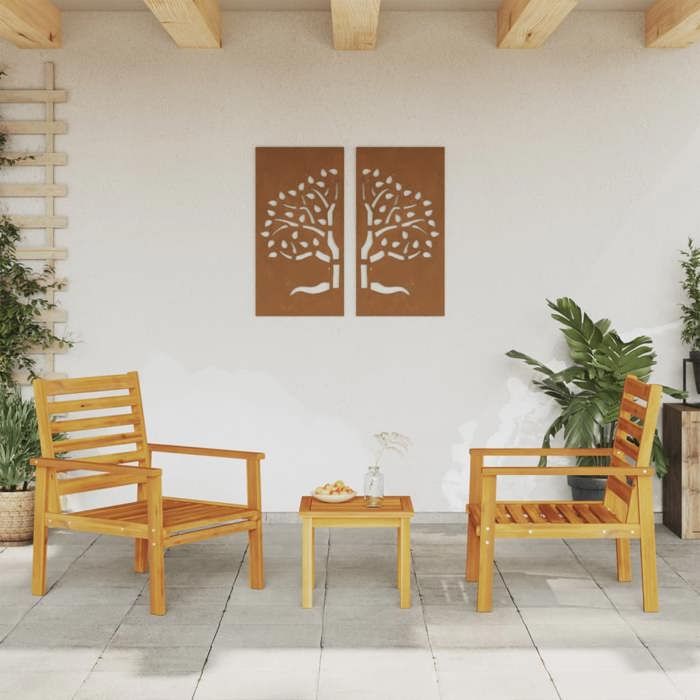 vidaXL Lot de 2 Fauteuil de Jardin Chaises avec Accoudoirs Sièges avec Dossier Meubles de Patio Terrasse Extérieur Bois 366374