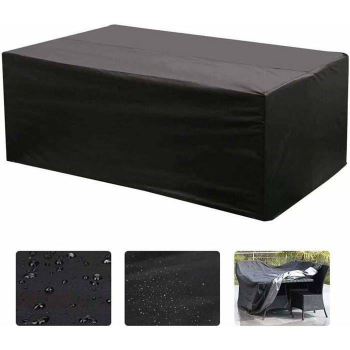 Housse De Protection Table De Jardin TRAHOO - 190x125x80cm - Imperméable Et Anti-Poussière - 2