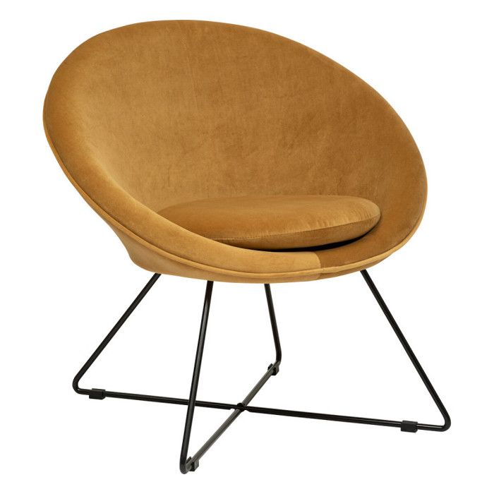 Fauteuil Evan en velours & pieds or Atmosphera - Ocre