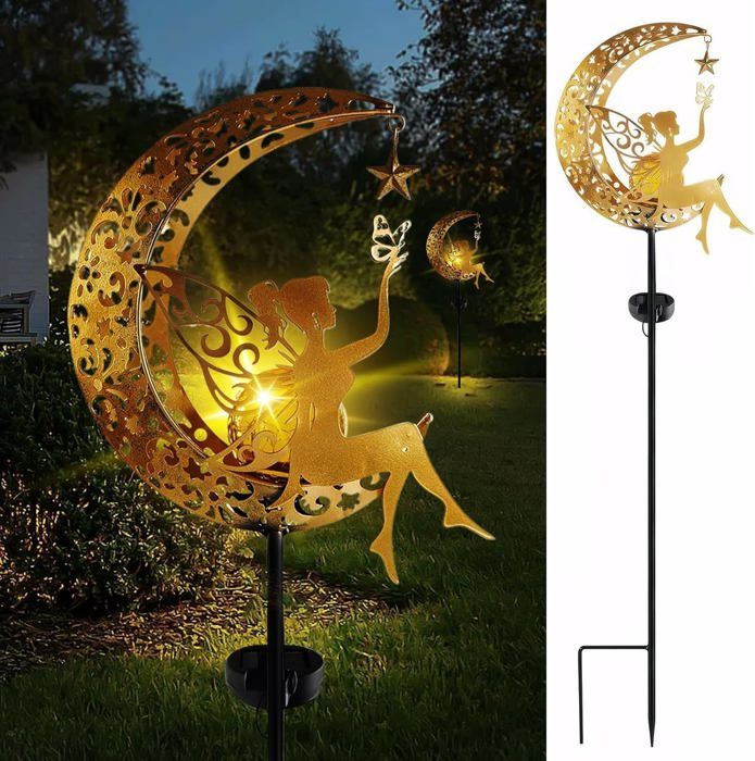 Lampe Solaire Exterieur Jardin Lune Lampes Solaires Décoratives de Jardin LED Boule de Verre Lumière de Jardin Étanche Décoration
