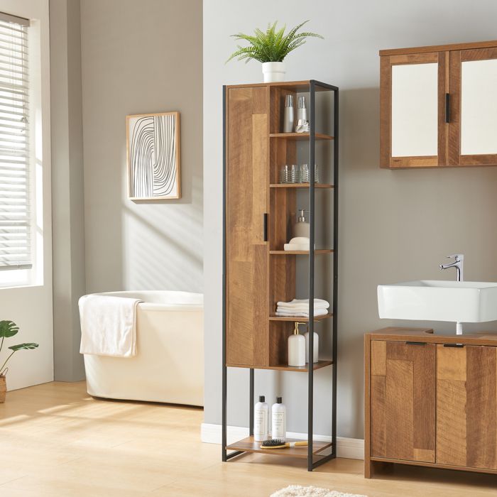 Meuble colonne de salle de bain Namsskogan 165 x 43 x 30 cm effet noyer noir