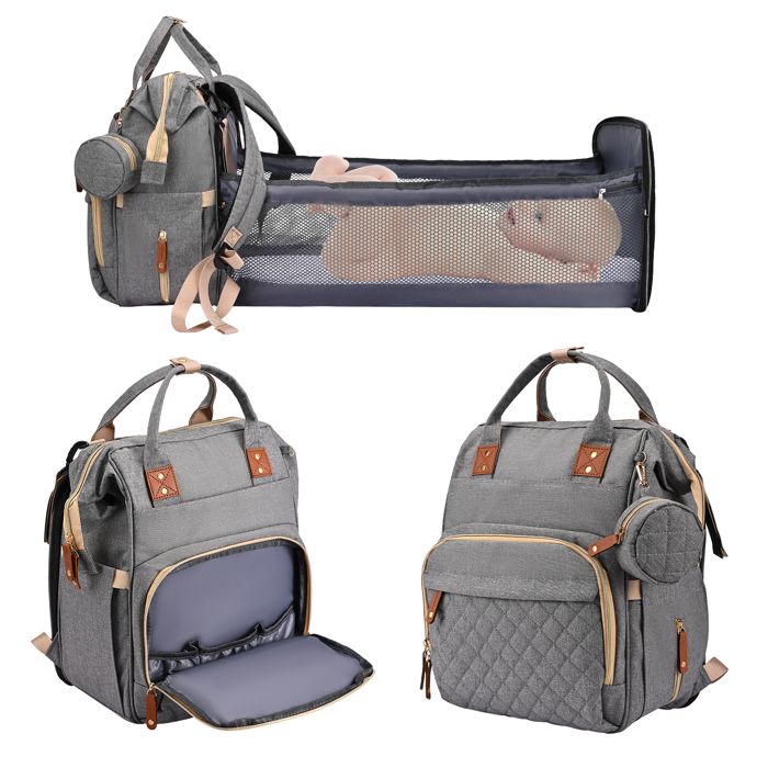 TTLIFE Sac à Dos à Langer pour bébé Sac de Voyage avec Lit de Bébé Portable 35L Grande Capacité Sac de Maternité Sac à Couches