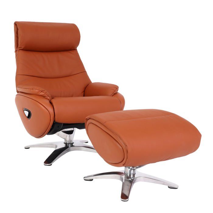 Fauteuil de relaxation avec repose pieds fonction inclinable rotatif en cuir veritable marron 04_0006823 Fauteuil de relaxation avec repose pieds fonction inclinable rotatif en cuir veritable marron 04_0006823