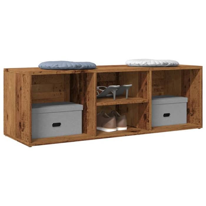 vidaXL Banc de rangement à chaussures vieux bois 105x35x35 cm banc pour chaussures étagère à chaussures support de 856410
