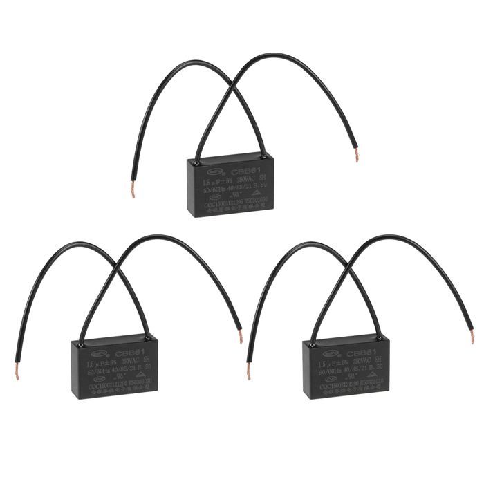 Lot De 3 Condensateurs CBB61 4µF 250V - 2 Fils - Dimensions 38x28x18mm - Marque Uxcell
