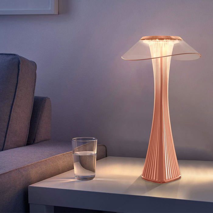 Lampe de table USB dimmable Lampe de chevet rechargeable - Rose LED lampe nuit tactile 3W lampe à poser [Classe énergétique A++]
