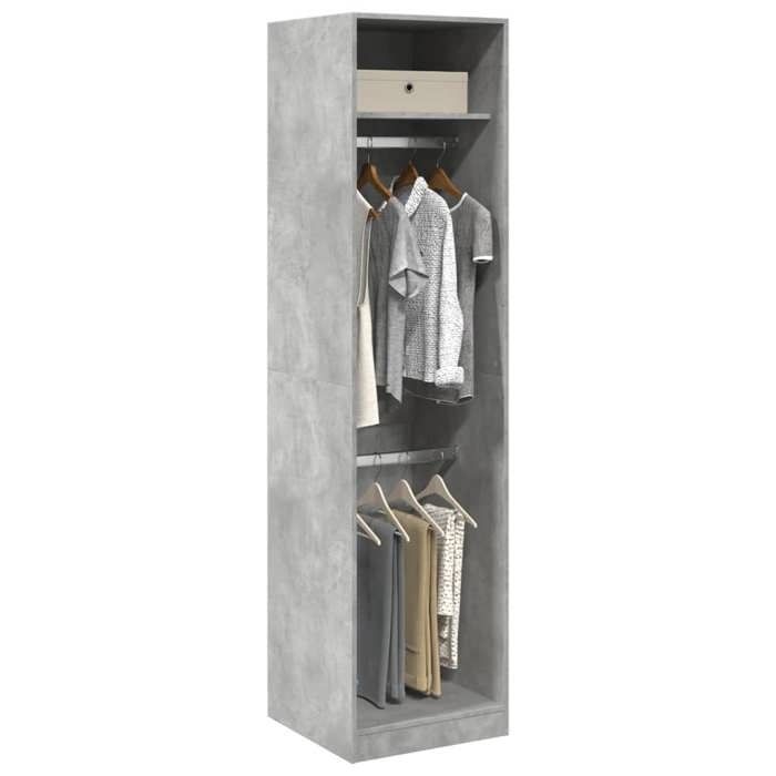 vidaXL Garde-robe Gris béton 50 x 50 x 200 cm Aggloméré armoire de rangement organisateur de garde-robe armoire placard 3307786