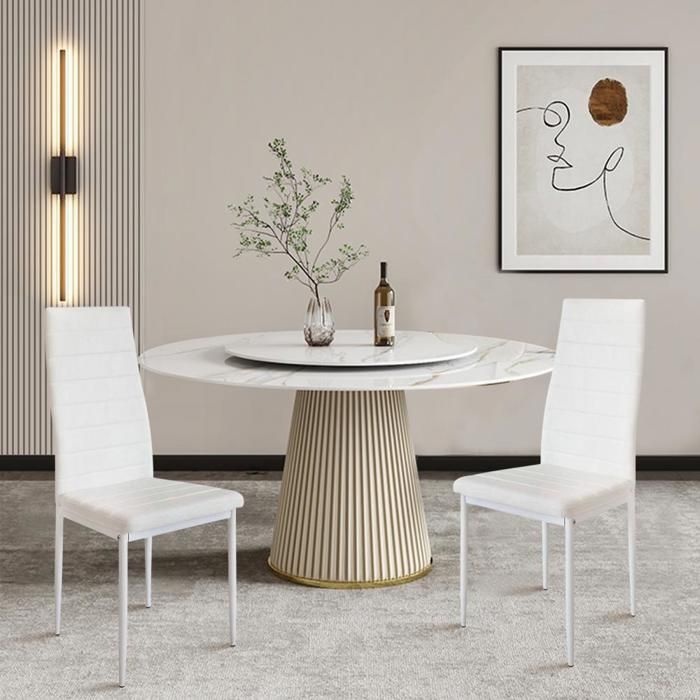 Lot de 6 Chaise contemporaine rembourrée pieds en métal de salle à manger - ERROLVES - Blanc - 90*50*43 CM
