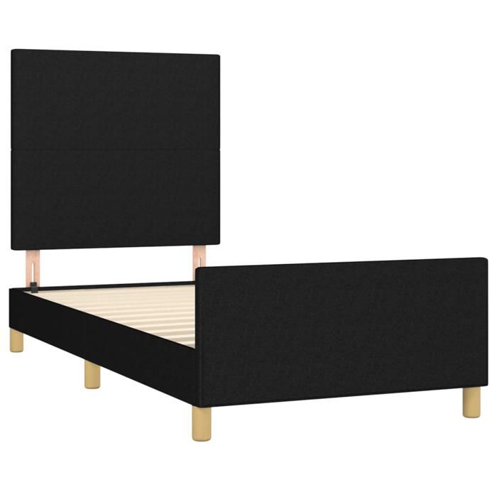 Lit 1 place - Cadre de lit adulte sans matelas noir 90x190 cm tissu 98