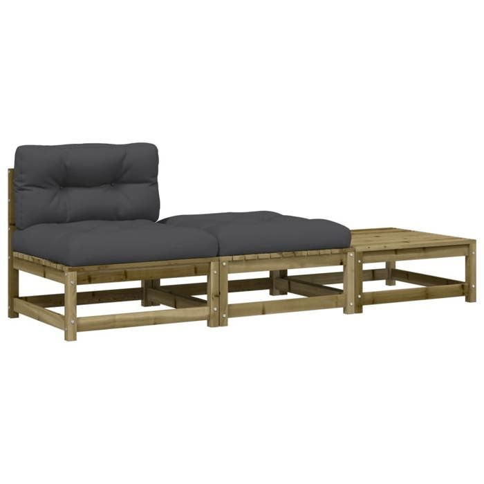 2025 RemiseCanapé dangle extérieur Canapé de jardin sans accoudoirs avec coussins et repose-pieds - 1parcel SJ6751948