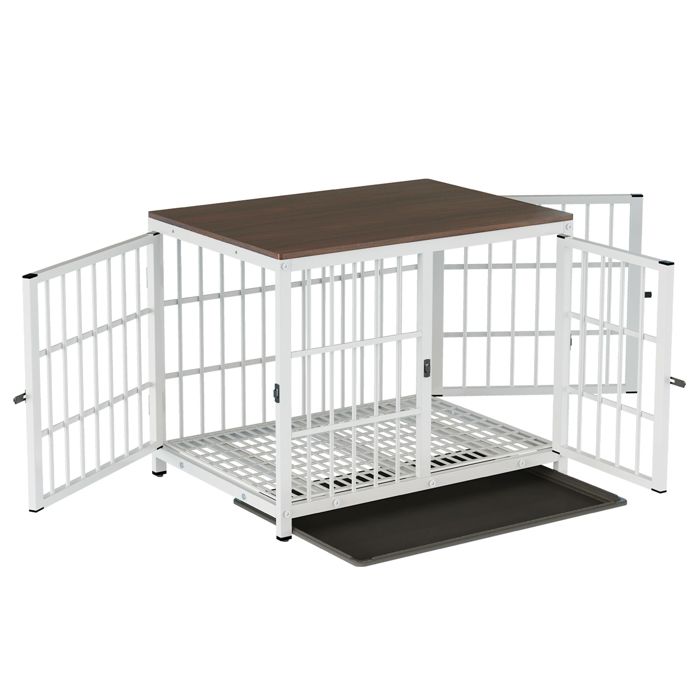 Comparer les prix de Cage pour Chien en Bois et en Métal - BingoPaw - Caisse pour Chien - Taille XL -  107.5x71.5x81cm - Blanc