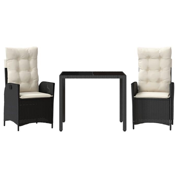 Luxueux Ensemble à manger de jardin avec coussins 3 - WINFR - Noir EU8100