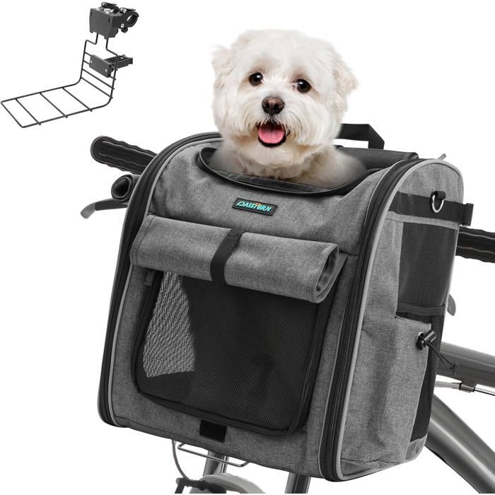 Comparer les prix de Panier de Vélo Avant pour Chiens Chats jusquà 10KG avec L Support Robuste Φ55mmSac à Dos Animaux de CompagnieFermeture Éclair