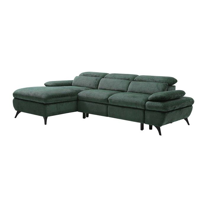 Canapé dangle gauche convertible en tissu texturé vert SURDELI