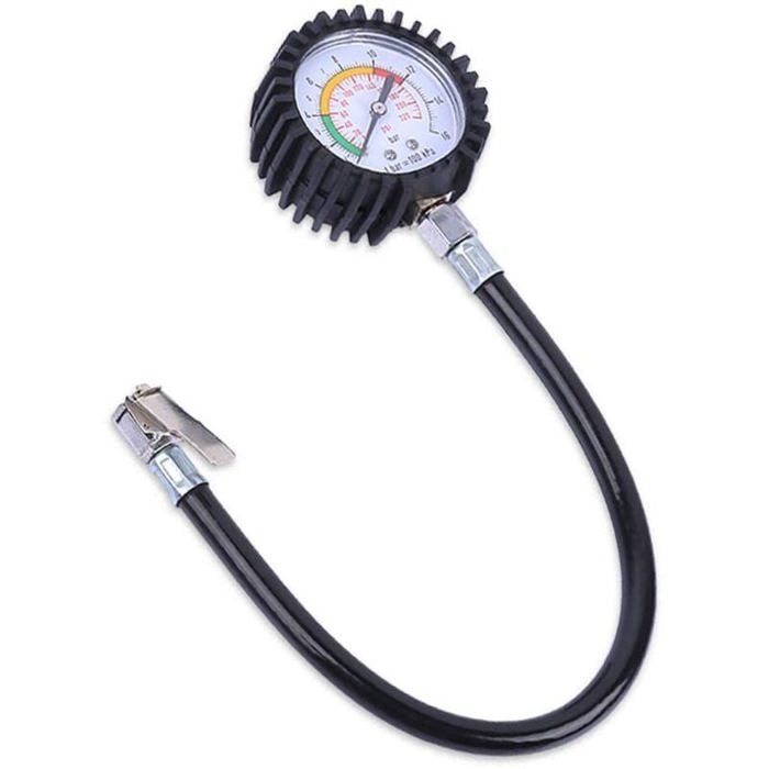Manomètre Pression Pneus Haute Précision 0-60 PSI - Métal, Cadran Large - Pour Voiture, Moto, Vélo