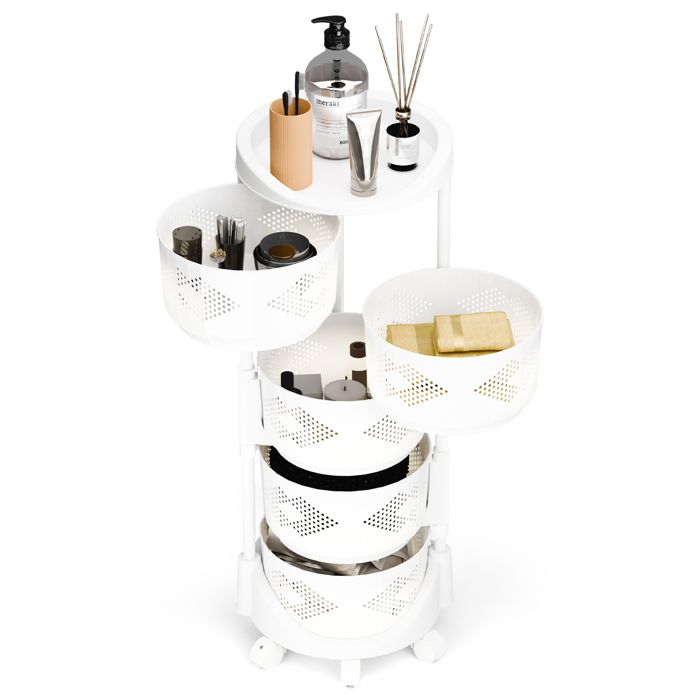 Desserte De Cuisine - 5 niveaux-Support de rangement avec roulettes à 360 degrés-étagère à fruits/légumes pour cuisine/salle de