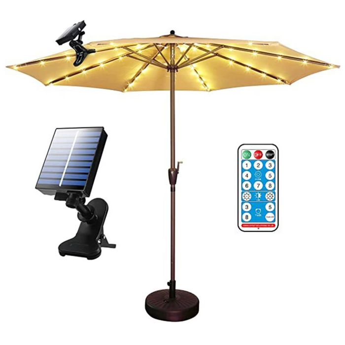 Lampes solaires pour parasol de terrasse 8 modes déclairage LED pour tente de plage camping jardin décoration de fête Label