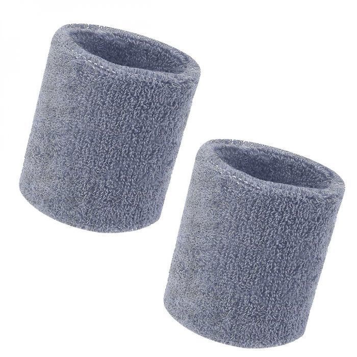 Lot de 2 poignets de sport anti-transpiration running tennis fitness padle absorbant - 85% Coton - Gris - Vivezen