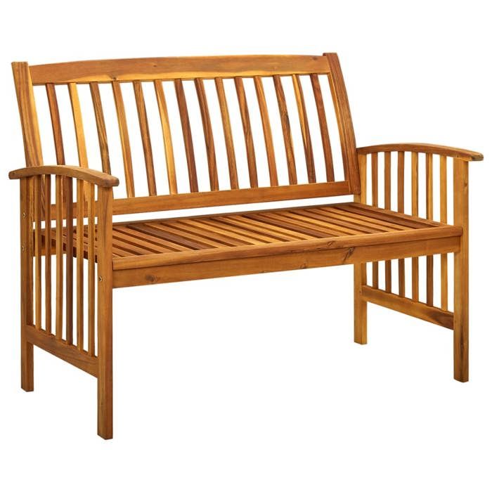 Sale 2026 Banc de jardin - BURKE - Banquette balcon - avec coussin - 119 cm - Bois solide dacacia BB286