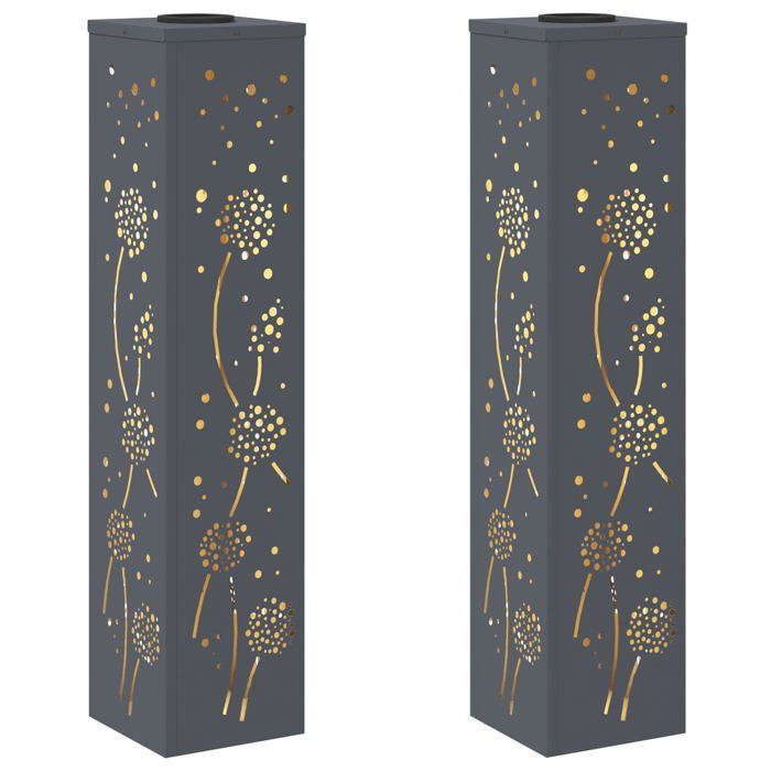 Lumière de chemin LED solaire vidaXL Acier laminé à froid 18x18x80 cm chaud Autoportant - vue 2