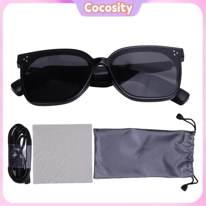 Lunettes de Soleil Intelligentes Bluetooth - Traduction 144 Langues Contrôle Tactile Compatible Android/iOS (Smart Glasses Noires)