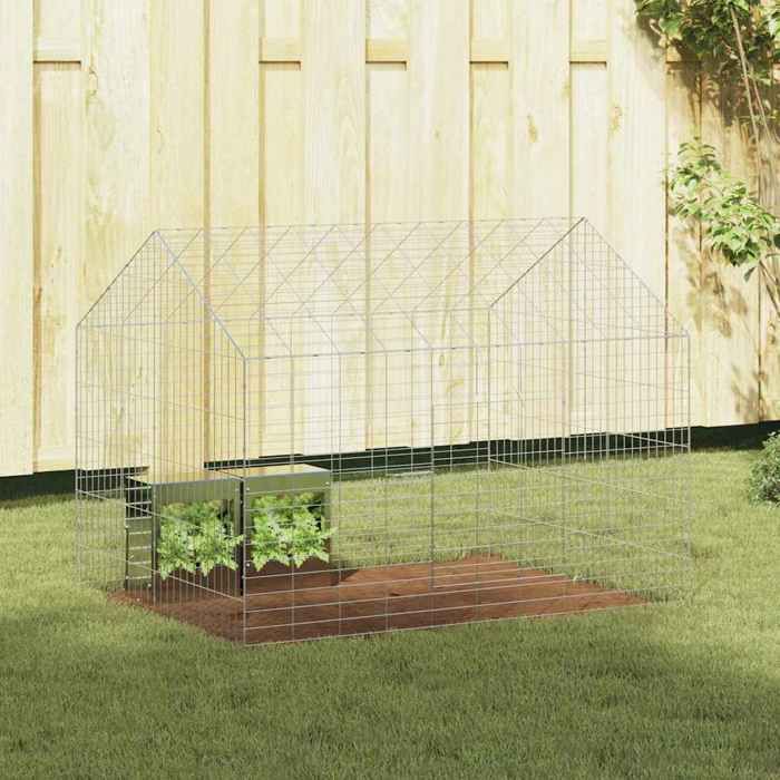 Argent Cage pour lapins - enclos dextérieur - Argent 400x78x78 cm Acier galvanisé A2069