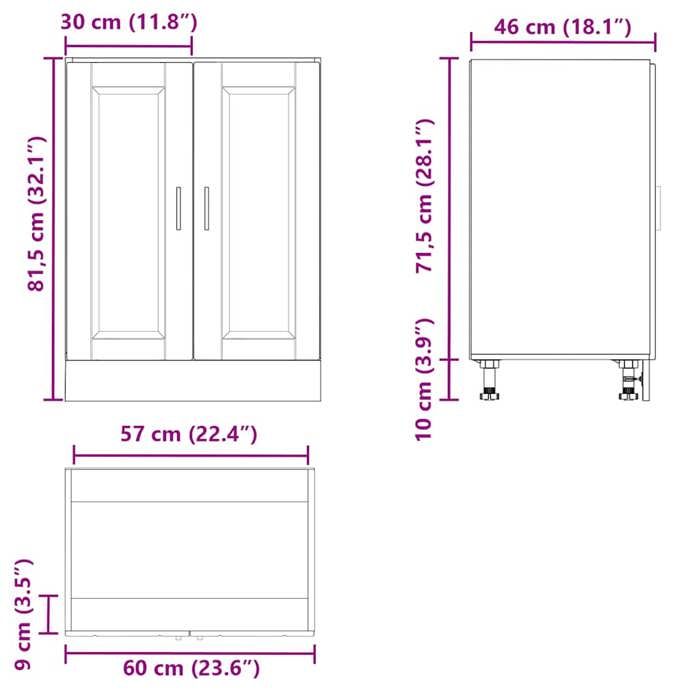 Remise 2026®Caisson de cuisine Blanc - Armoire de cuisine - Armoire à vitrine - Porto - blanc - Bois dingénierie 409 8383864