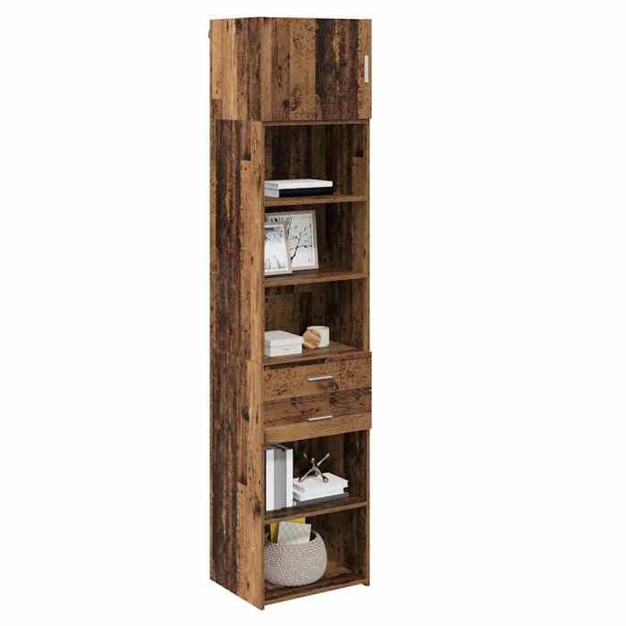 Vaisselier de cuisine - Marron - Haut Armoire - SWEETY - avec rangement - Bois ancien - 50x42 5x225cm - Bois dingénierie LH1143550