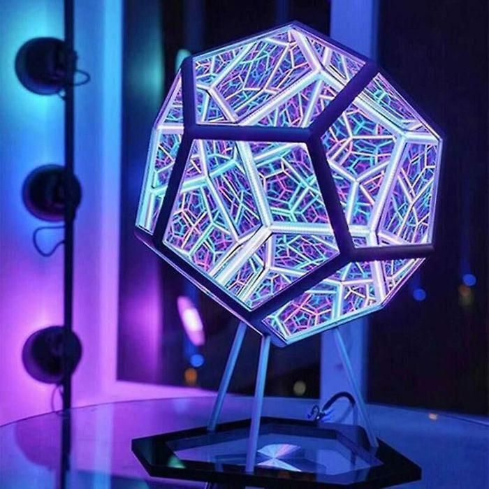 Veilleuse LED artistique - Virex® - Dodécaèdre - 7 couleurs - Effets lumineux - Design futuriste