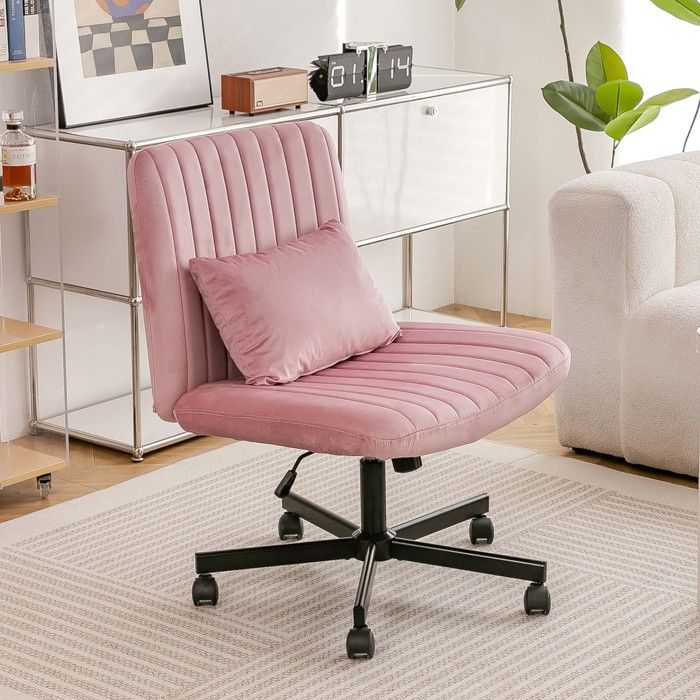 Chaise de bureau - Modèle standard - Rose clair - Réglable en hauteur - Dossier inclinable