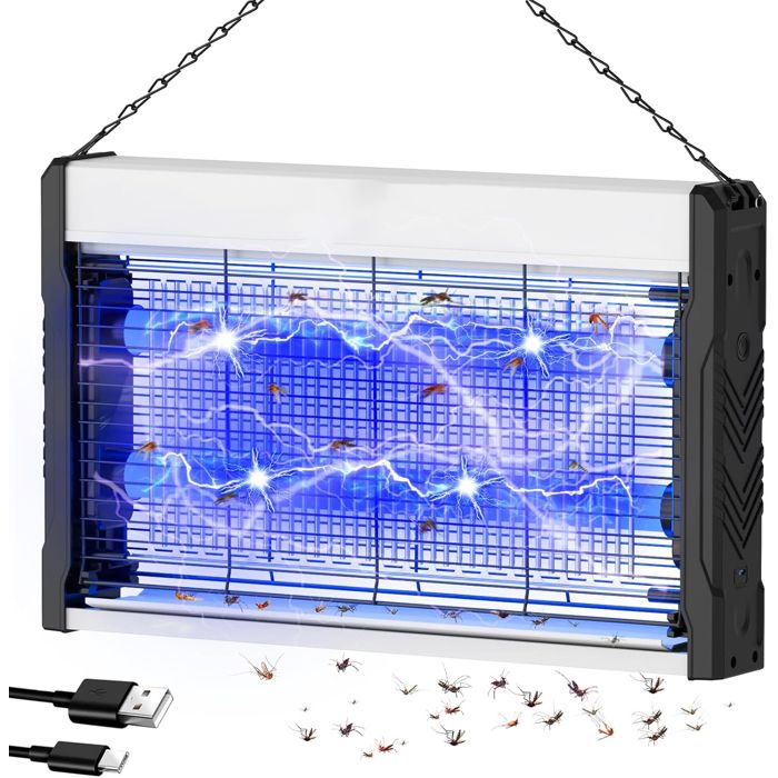 Lampe Anti Moustique 3200V Anti-Insectes et Anti-Mouches électronique pour lintérieur Le Jardin la Cour et Cuisine