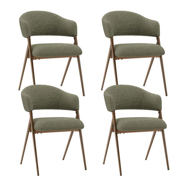 COLAMY Lot de 4 Chaises de Salle à Manger VintageDossier ErgonomiqueCadre en Métal Solide et DurableRevêtement en Tissu Vert