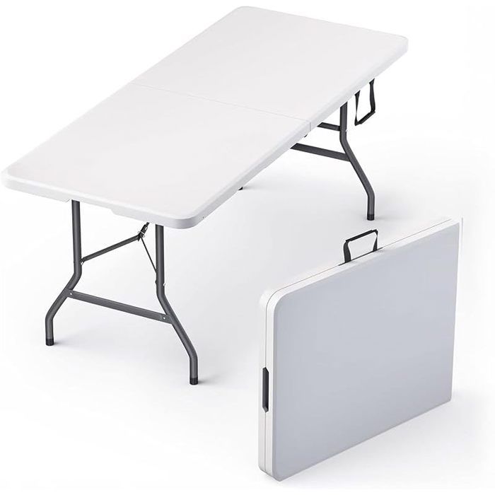 Table Pliante 180 x 70 x 74 cm -Pliable Jardin Extérieur Intérieur Camping 6/8 Personnes - Table de Jardin Pliante - Charge 175 kg
