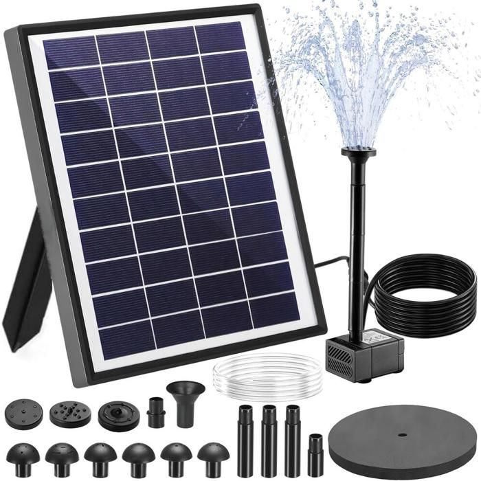 65W Fontaine Solaire Pompe à Eau Solaire avec Tuyau deau de 1 m Câble de 325 m pour Bassins à Poissons Petits Bassins